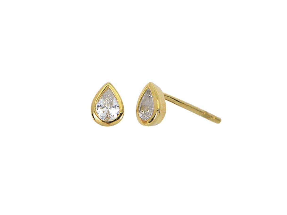 Gold Teardrop Studs with CZs