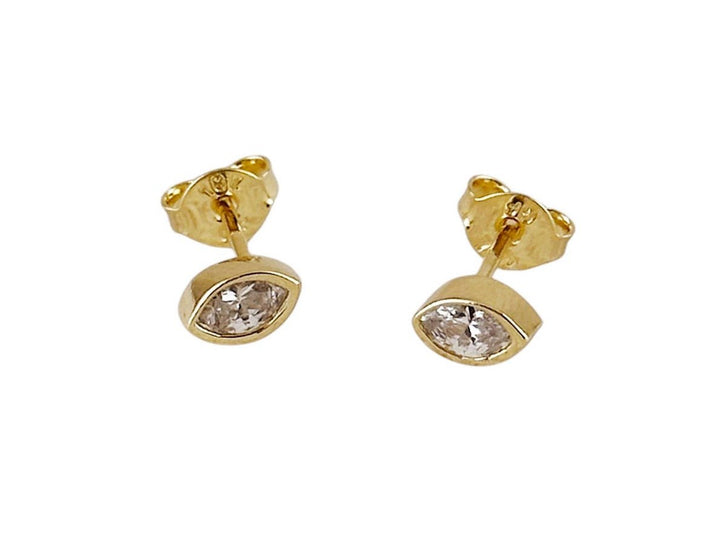 Gold Mini CZ Ellipse Stud Earrings