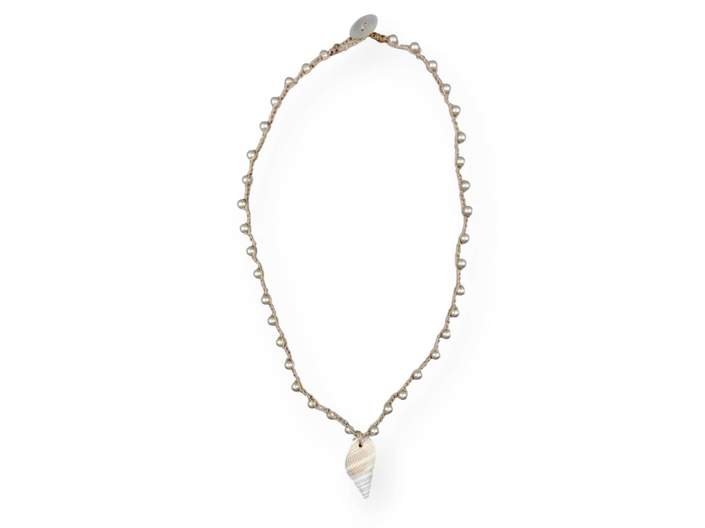 Hand-Crocheted Nutmeg Shell Necklace