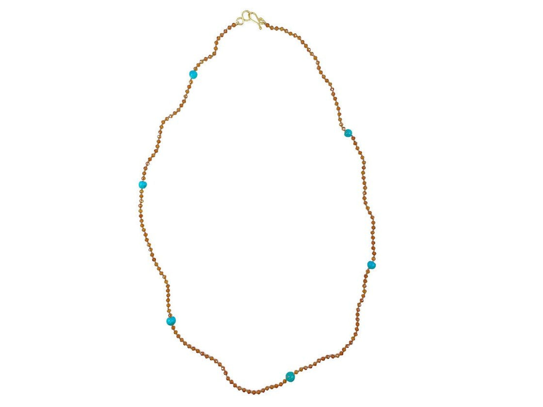 9k Hessonite and Turquoise Necklace