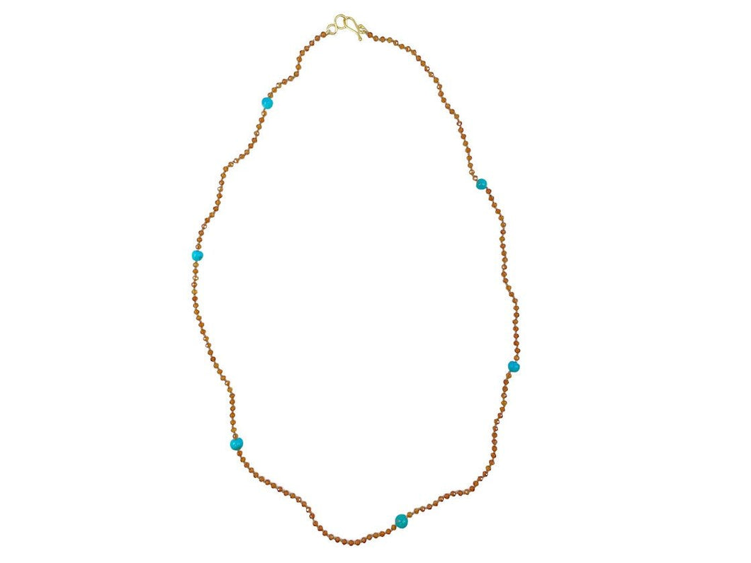 9k Hessonite and Turquoise Necklace