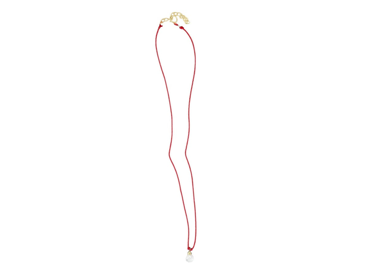 Moonstone on Red Thread Necklace