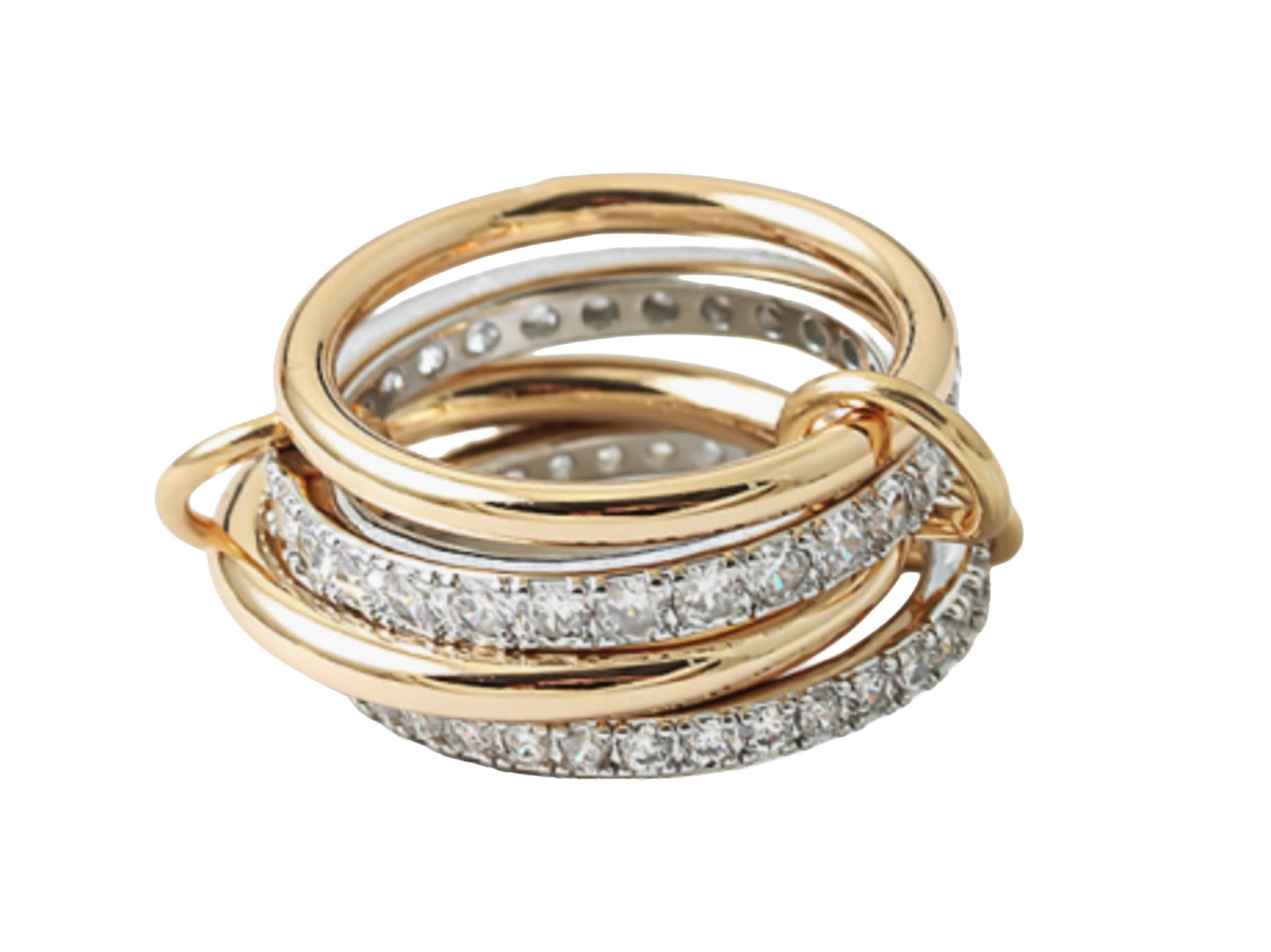 Gold and Silver Multiband Ring with CZs