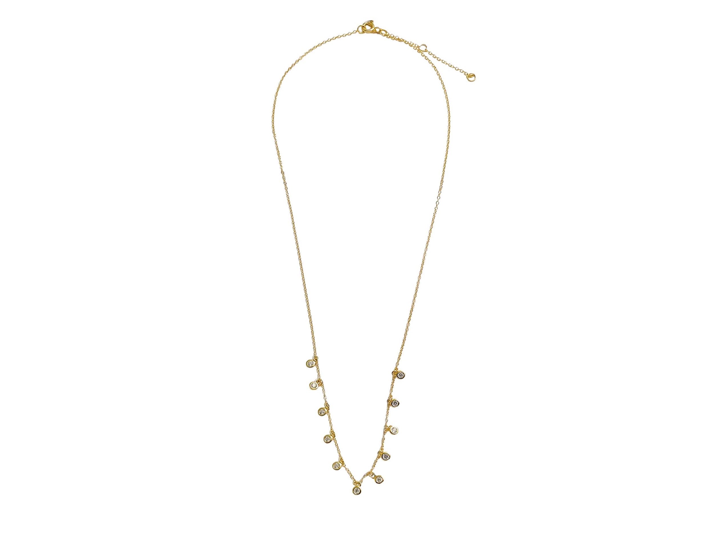 Gold Necklace with Floating CZ Charms
