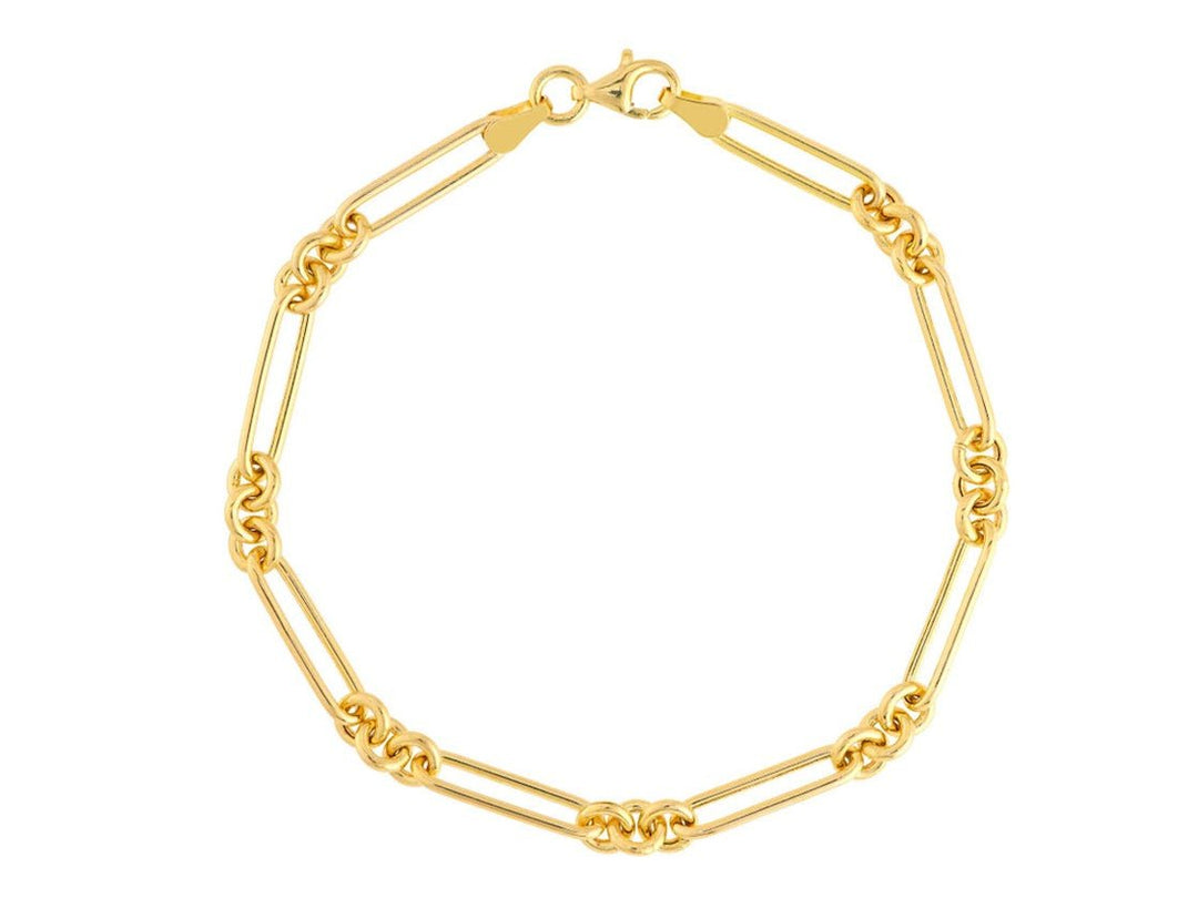 14k Fancy Rounded Paper Clip Chain Bracelet