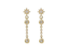 Load image into Gallery viewer, 14k Starburst Mini Drop Earrings with Diamonds
