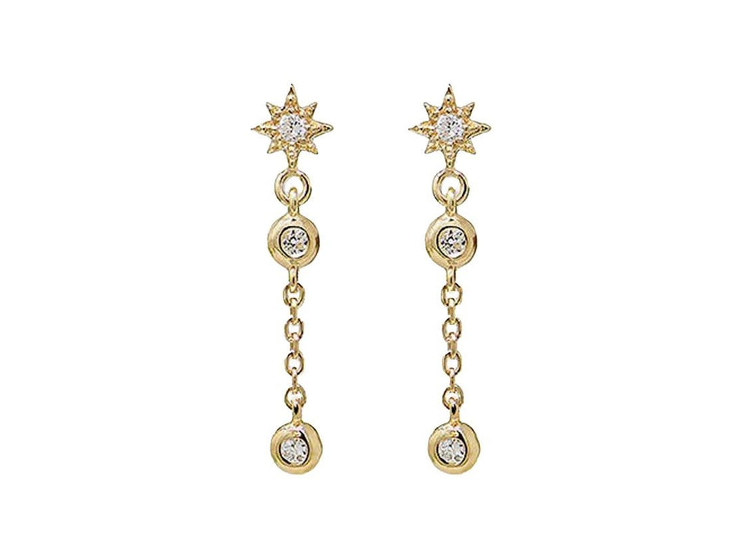 14k Starburst Mini Drop Earrings with Diamonds