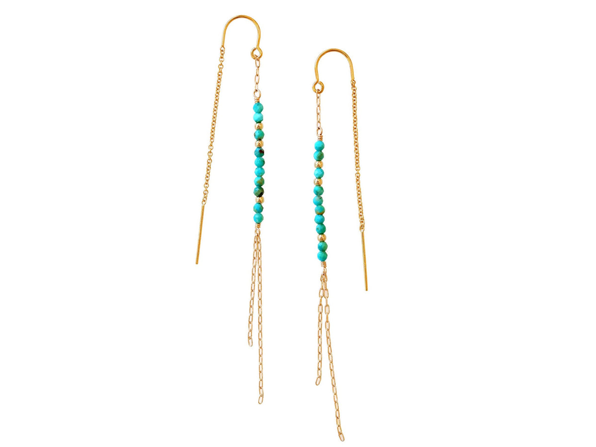 Gold Threader Earrings with Turquoise Beads (Coming Soon)