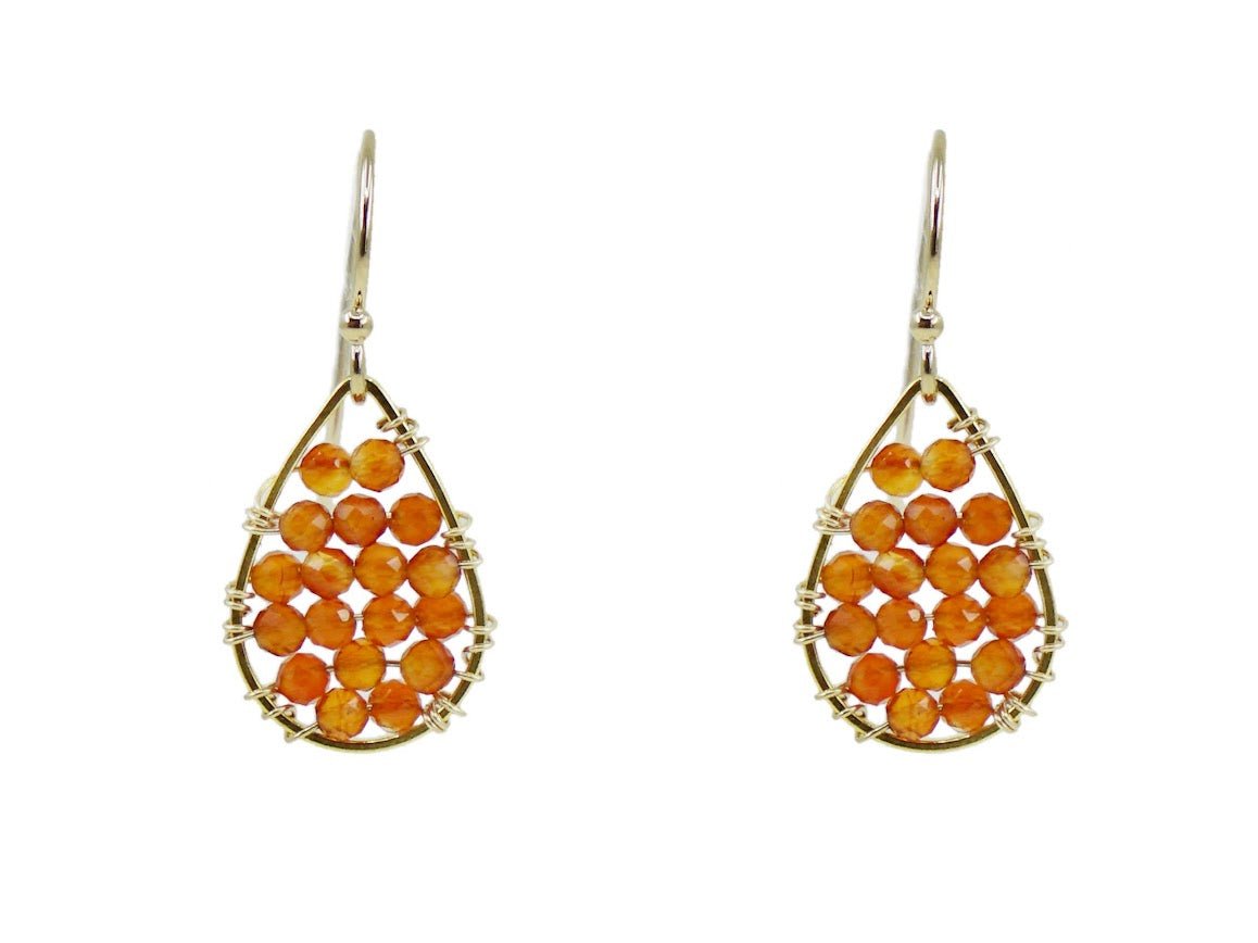 Micro Carnelian Teardrop Earrings