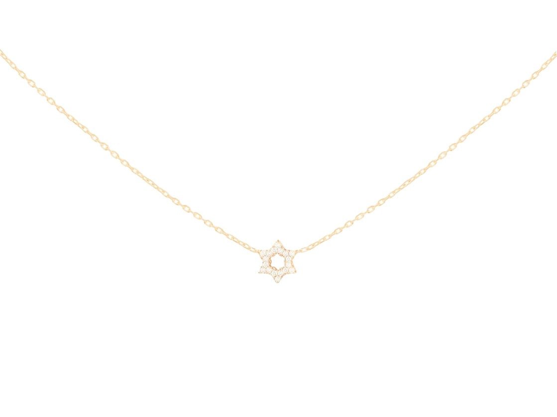 14k Gold Star of David Necklace