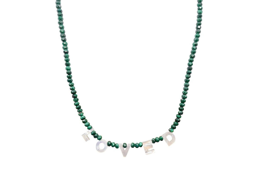 Malachite Necklace with MOP LOVED