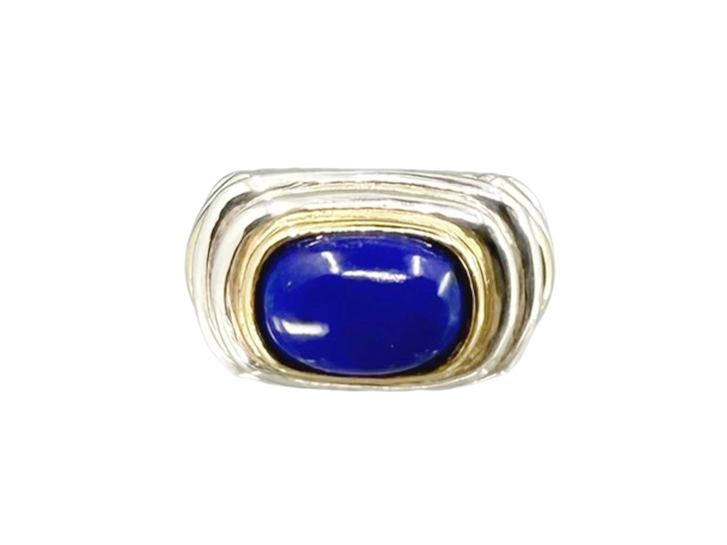 SS and Gold Lapis Statement Ring