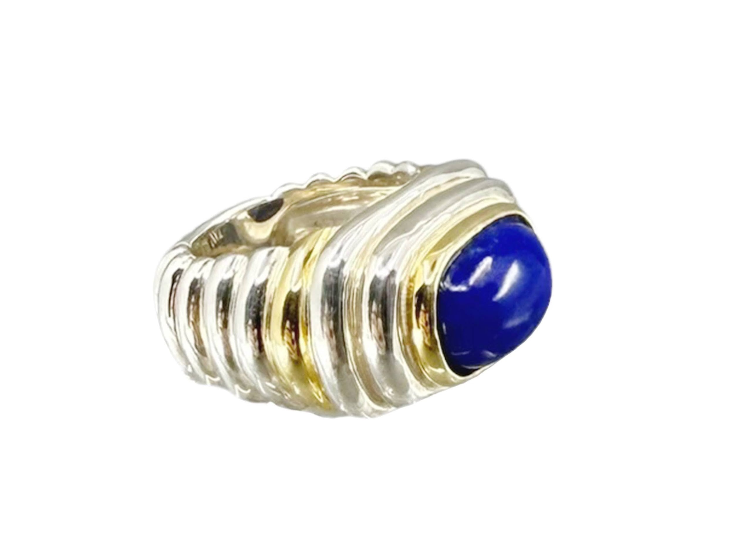 SS and Gold Lapis Statement Ring