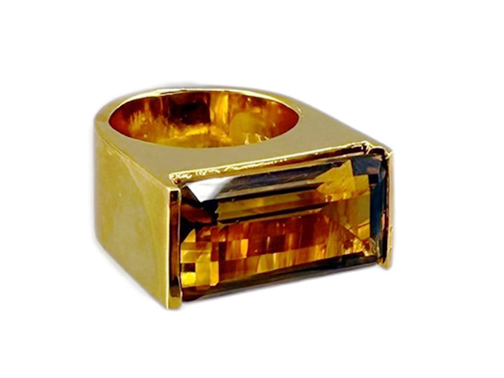 Rectangular Whiskey Quartz Ring