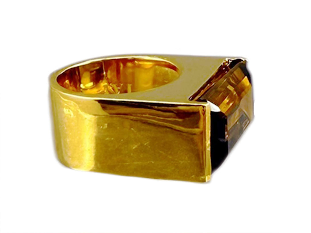 Rectangular Whiskey Quartz Ring