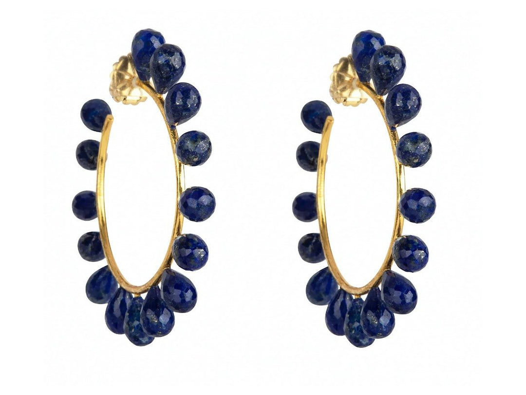 Lapis Fixed Drops Hoop Earrings