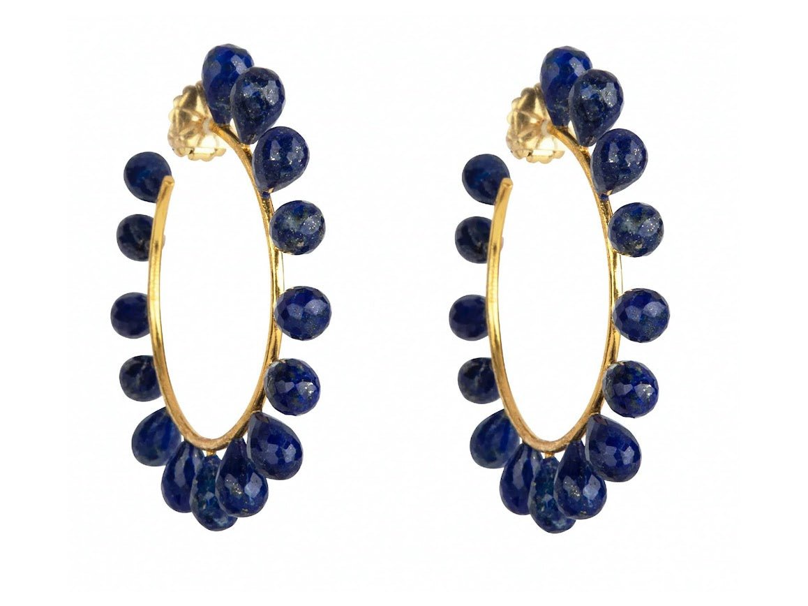 Lapis Fixed Drops Hoop Earrings