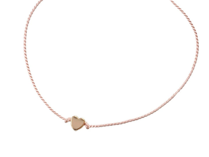 Pale Pink Cord with Heart Bracelet
