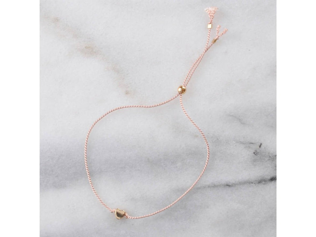 Pale Pink Cord with Heart Bracelet