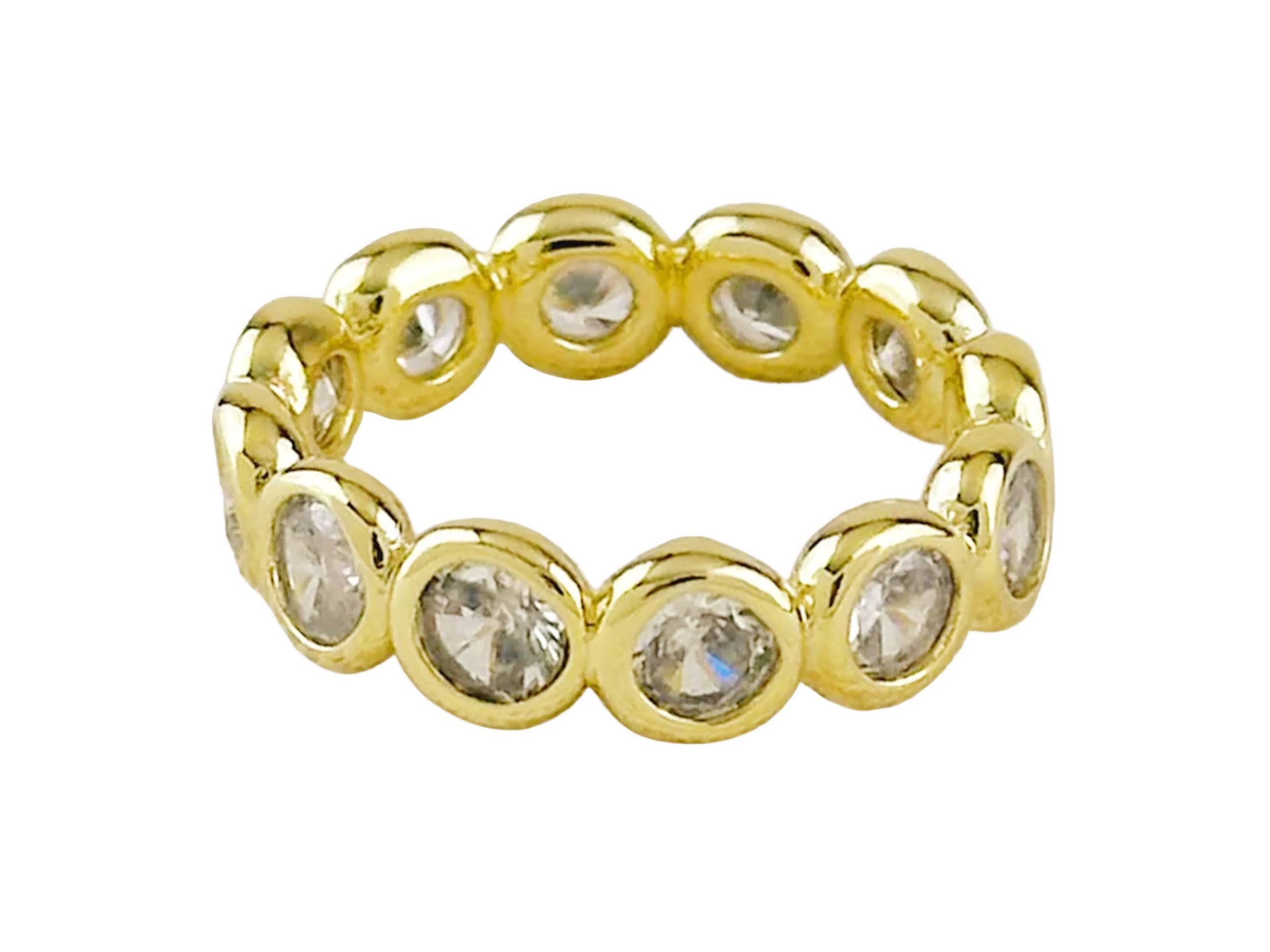 Gold and Bezel-Set CZ Band Ring