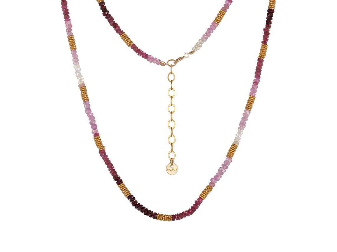 Ruby and Gold Daisy Disc Necklace