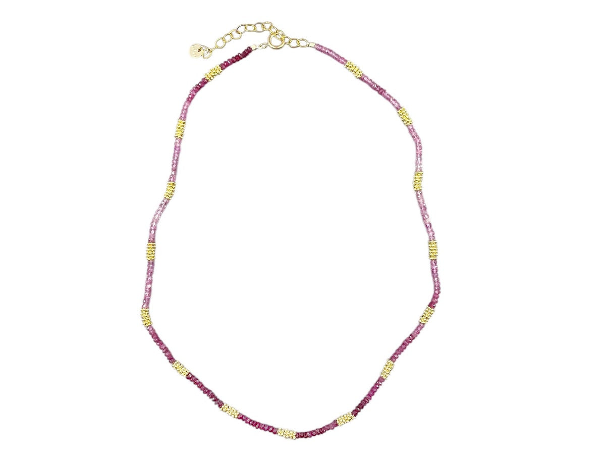 Ruby and Gold Daisy Disc Necklace