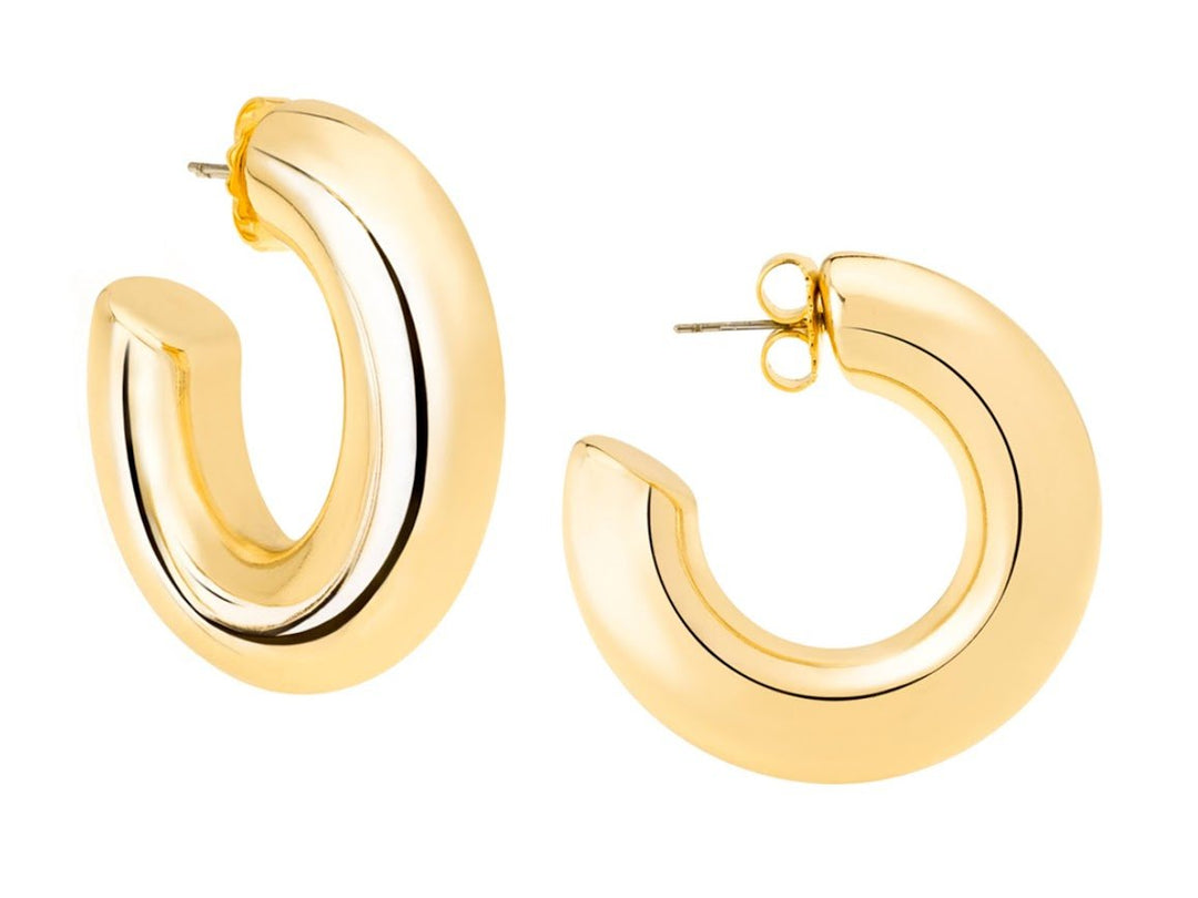 Medium High Polish Gold Hoop Earrings