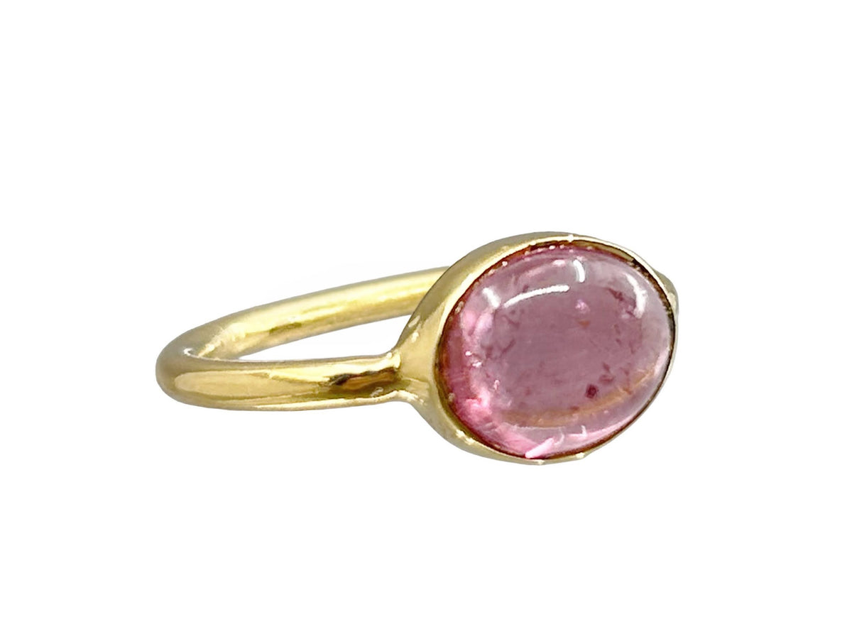 Pink Tourmaline Cabochon Ring
