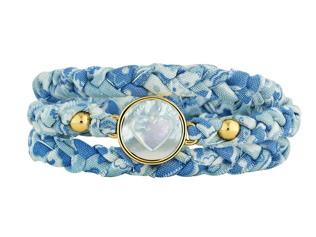 Liberty Bluebell Wrap Bracelet with Heart Charm