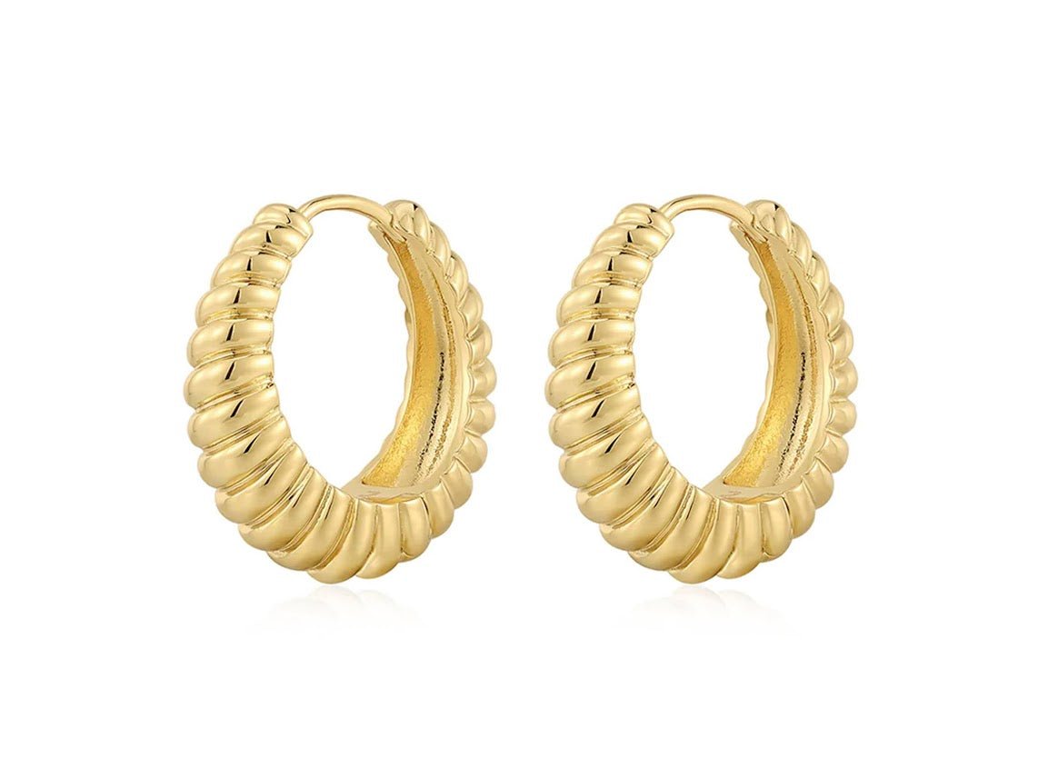 Gold Ridged Hoops
