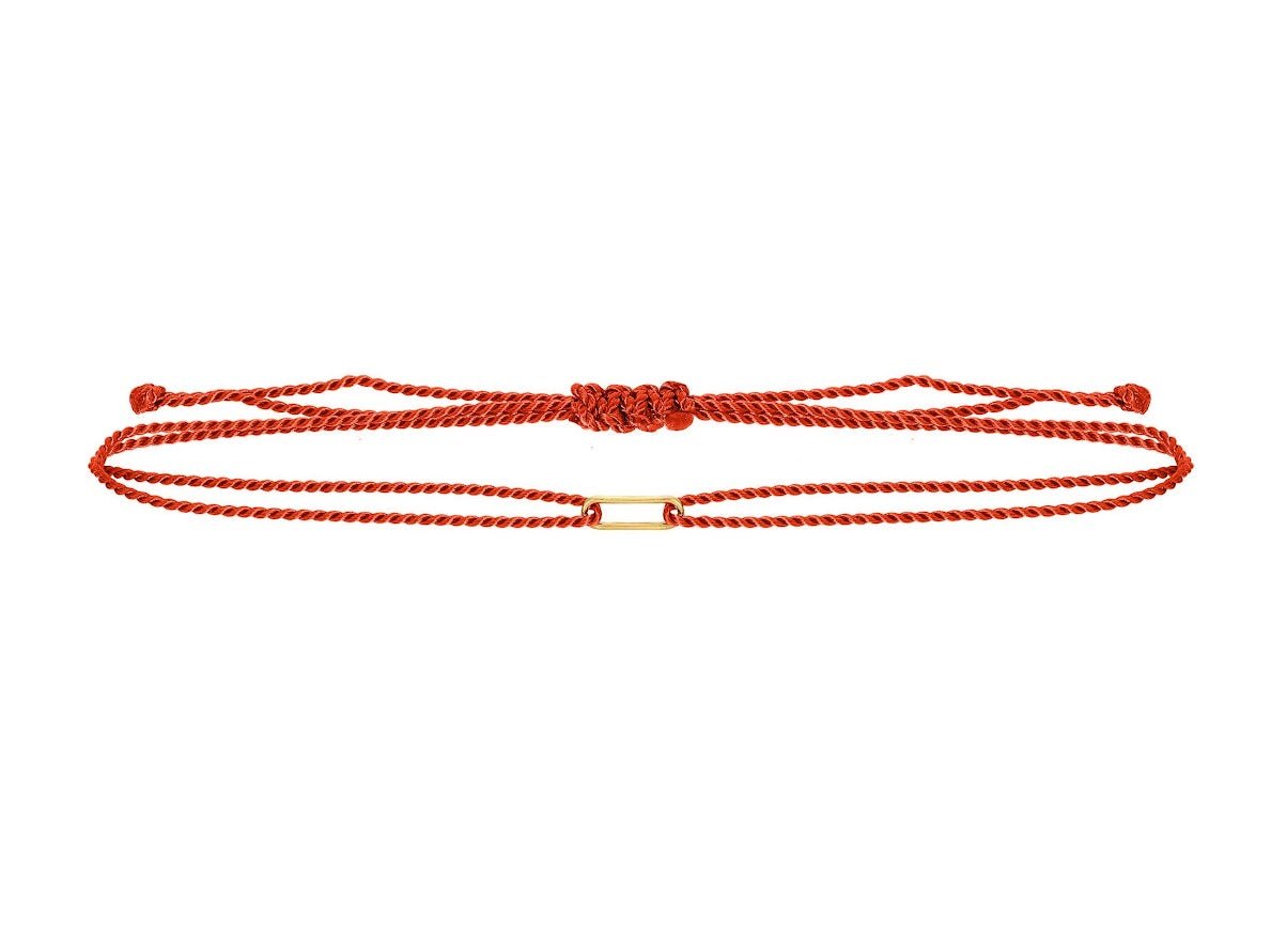 14k and Red Cord Bracelet with Single Link