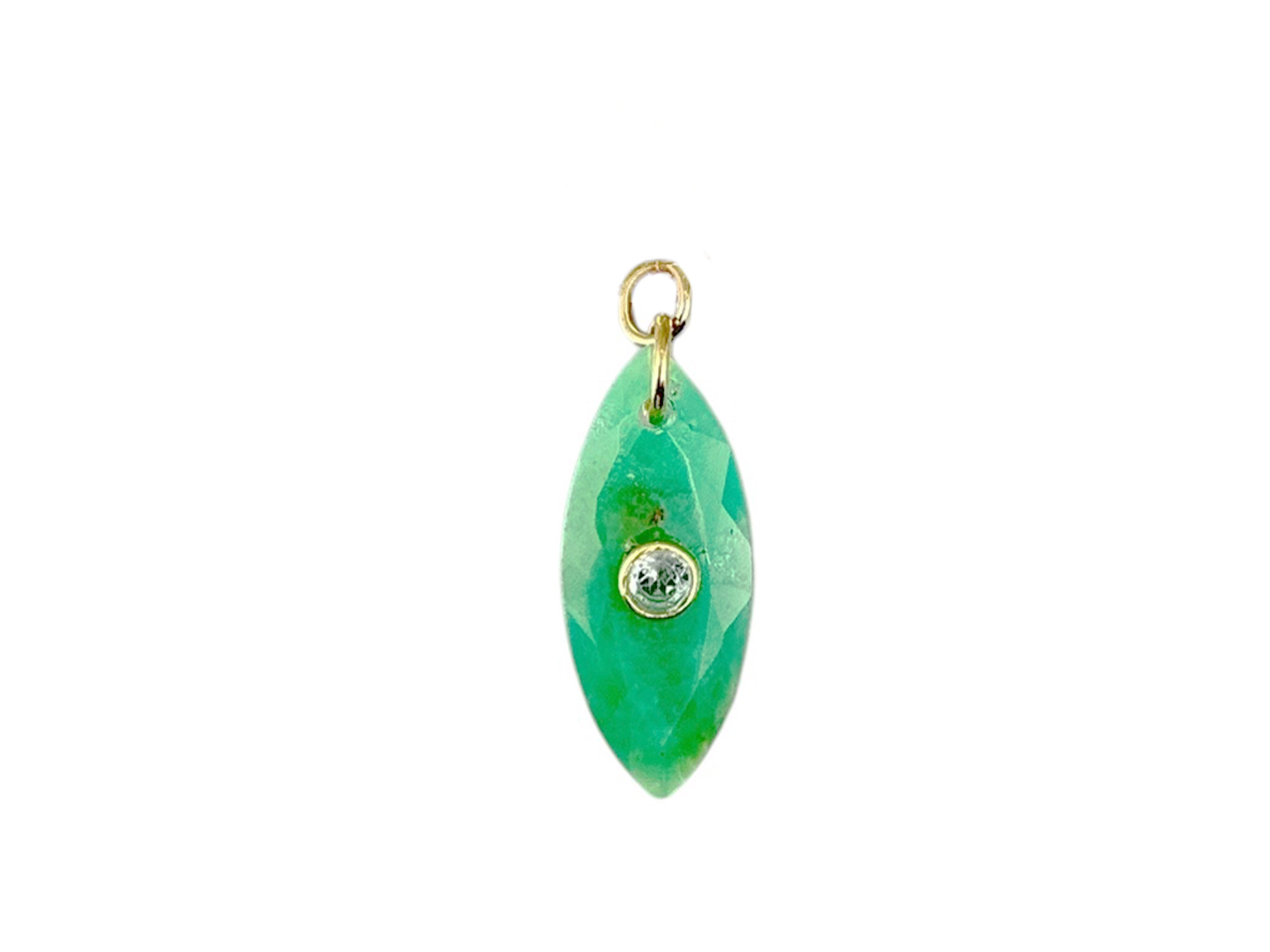 Chrysoprase Evil Eye Charm with Natural Zircon