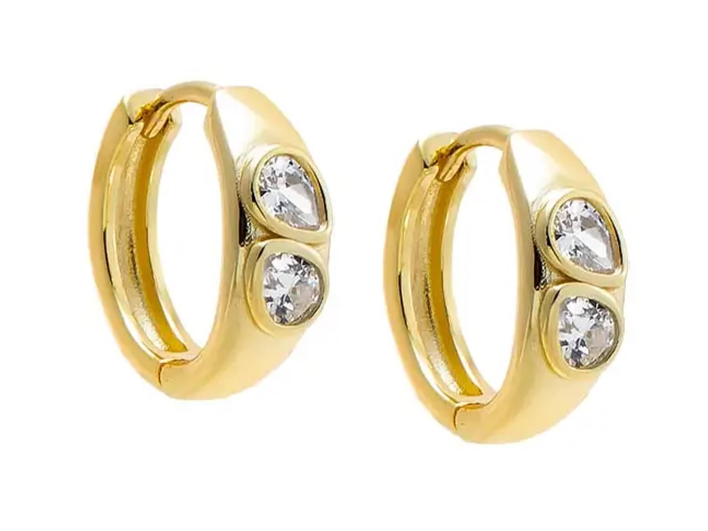Double Pear-Shaped CZ Huggie Hoops