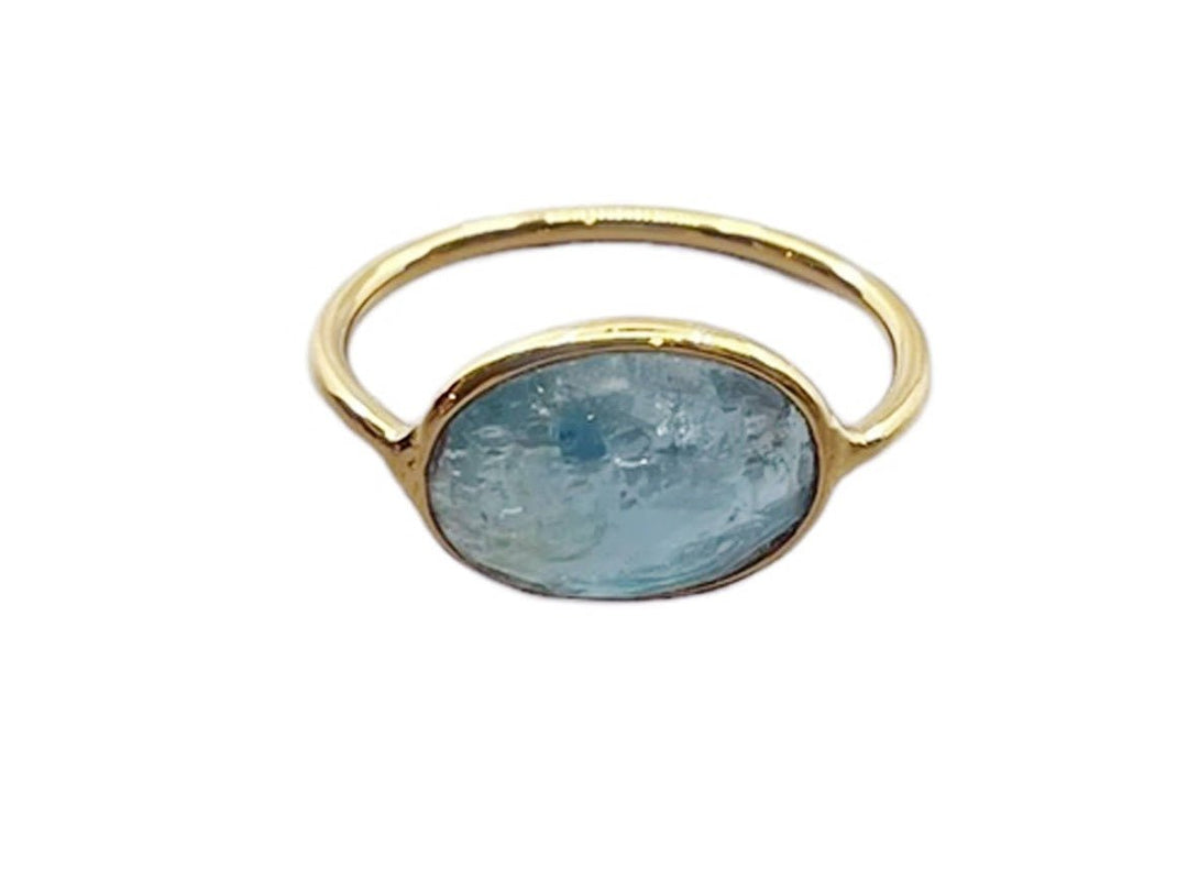 Oval Faceted Blue Kyanite Ring