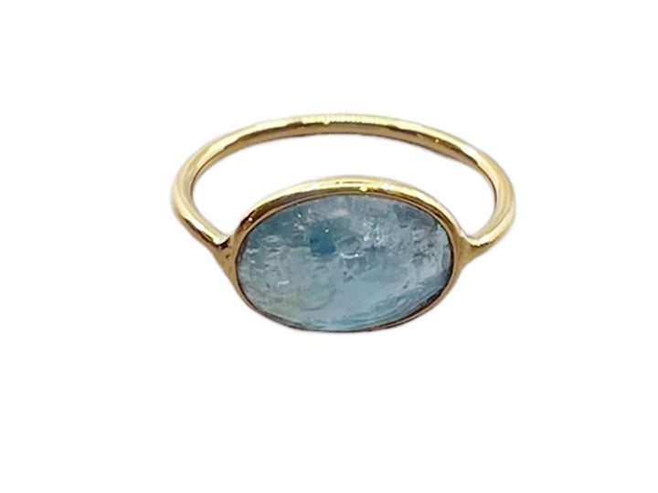 Oval Faceted Blue Kyanite Ring