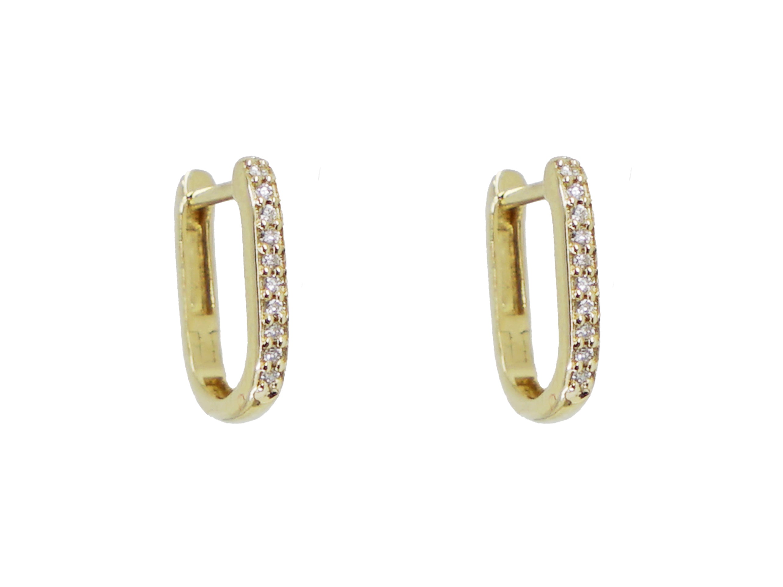 14k Diamond Oval Huggie Hoops