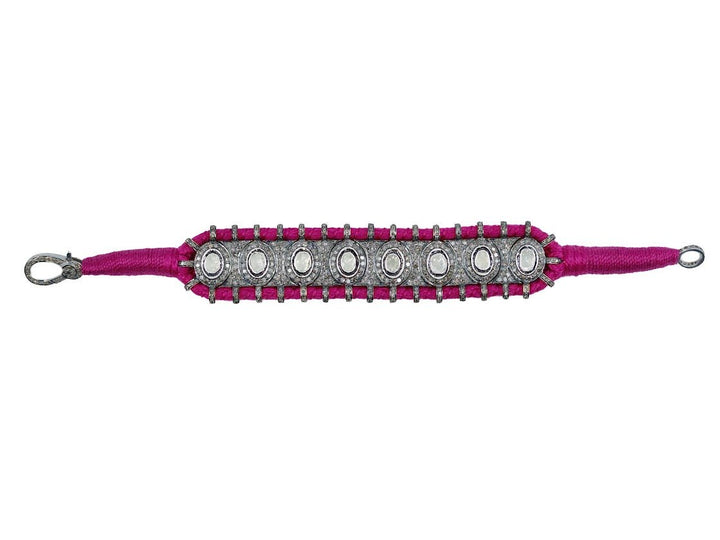SS Handmade  Hot Pink Macrame Diamond Bracelet