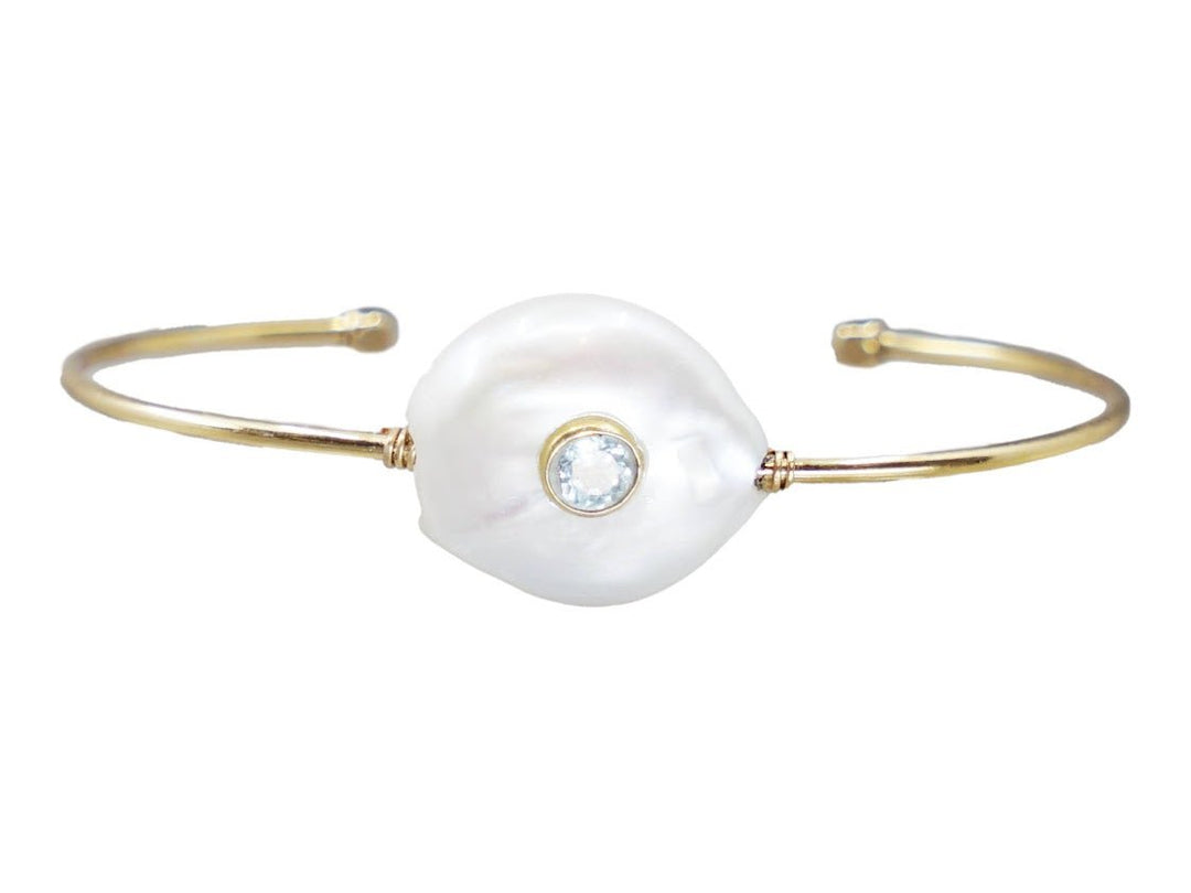 Cuff with Baroque Pearl and Blue Topaz