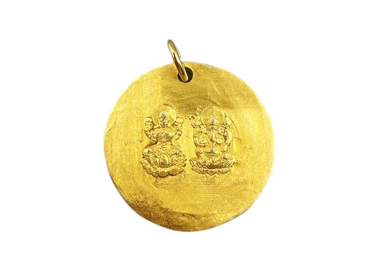 Gold Laksmi and Ganesh Charm.