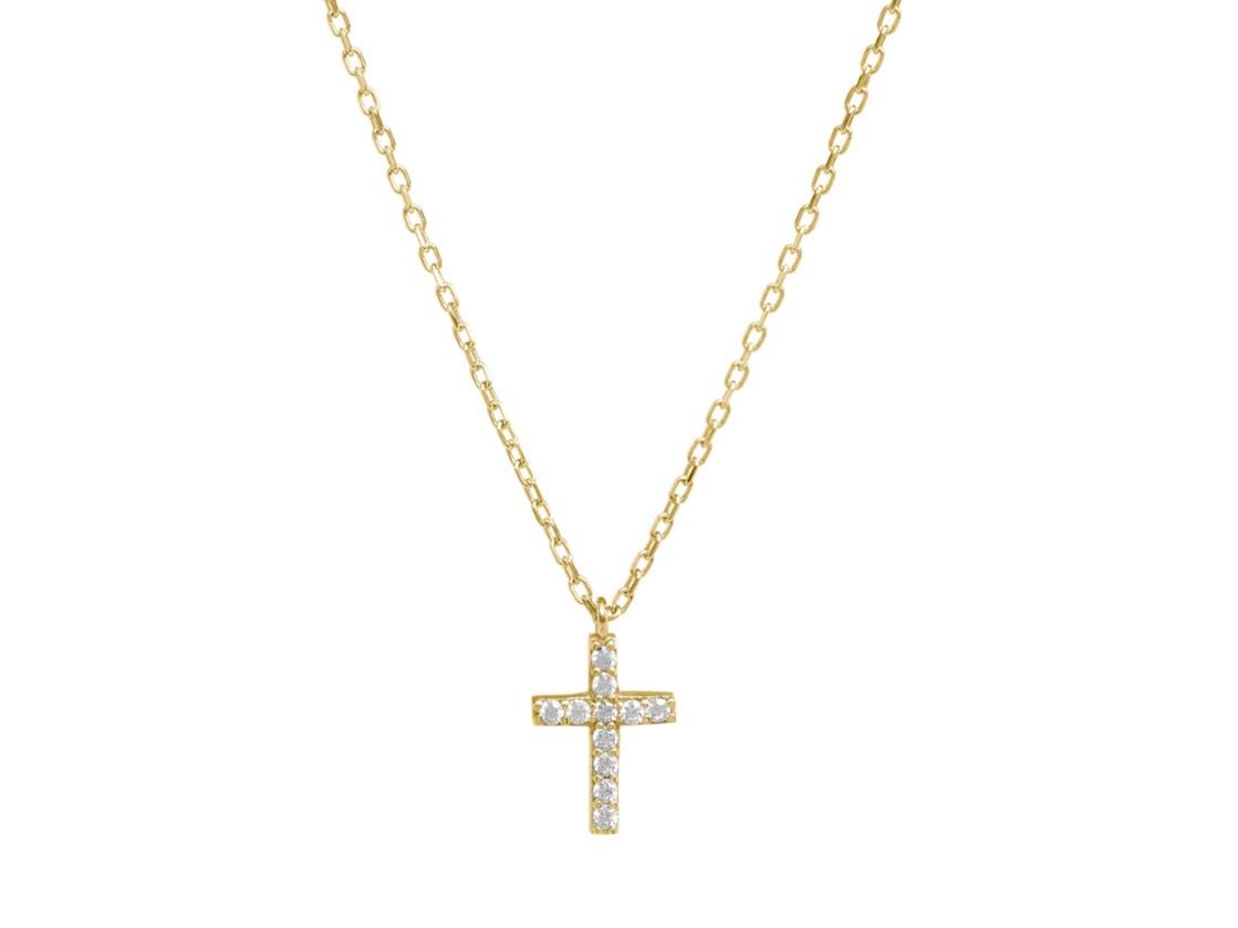 Mini Cross Necklace with CZs