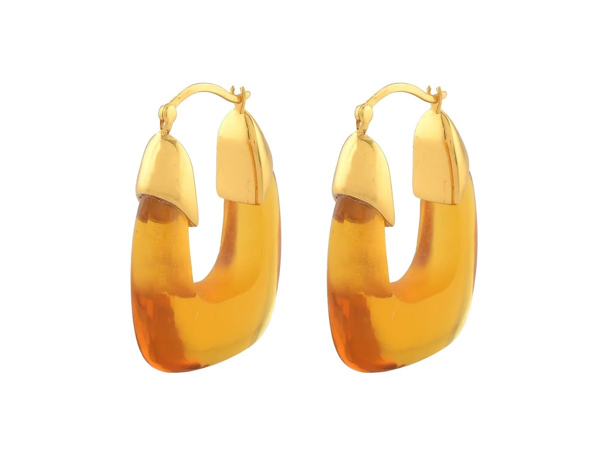 Citrine Crystal Rectangular Hoops