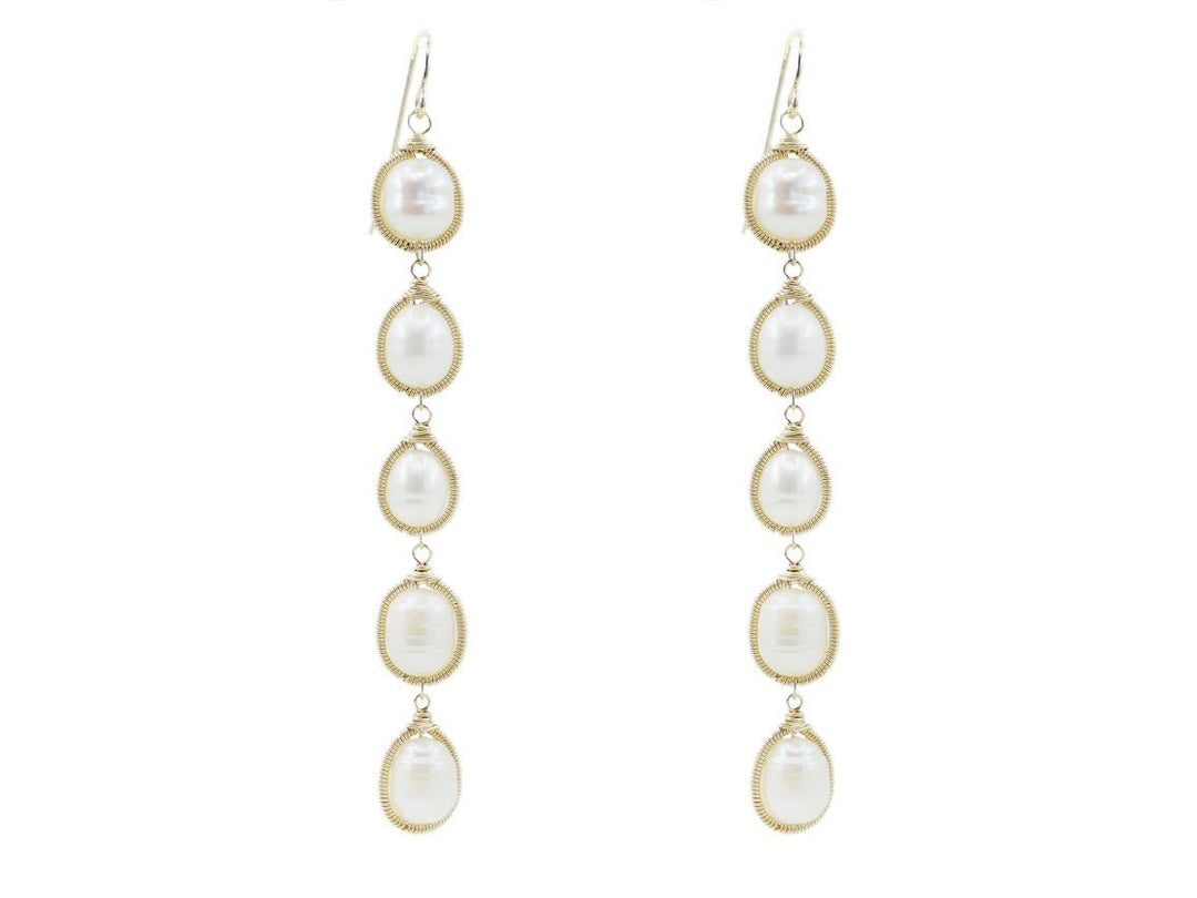 Five Drop Pearl Earrings