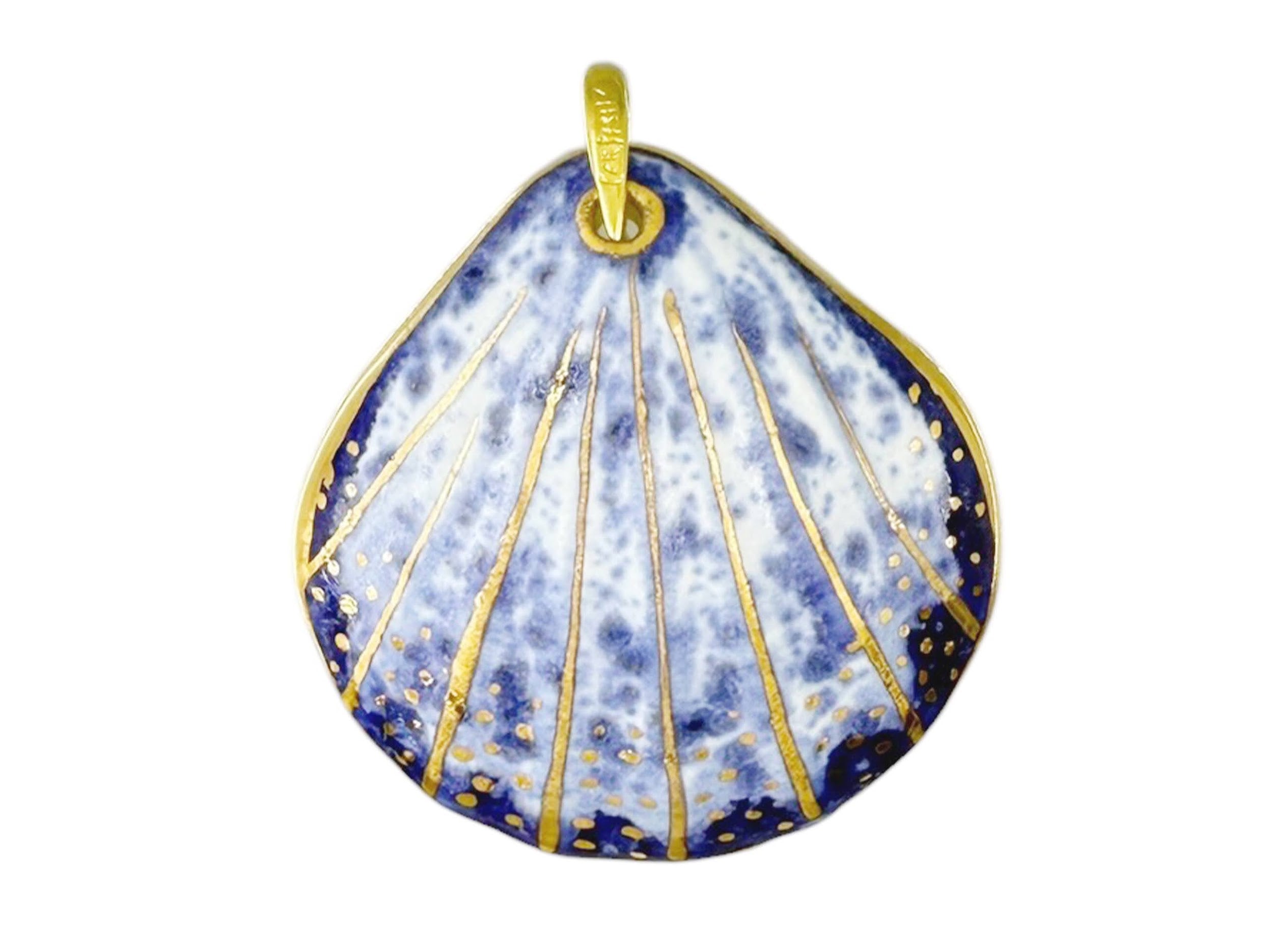 Handpainted Italian Porcelain Navy Large Shell Charm