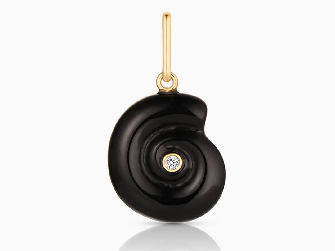 Onyx Nautilus Shell Charm with CZ