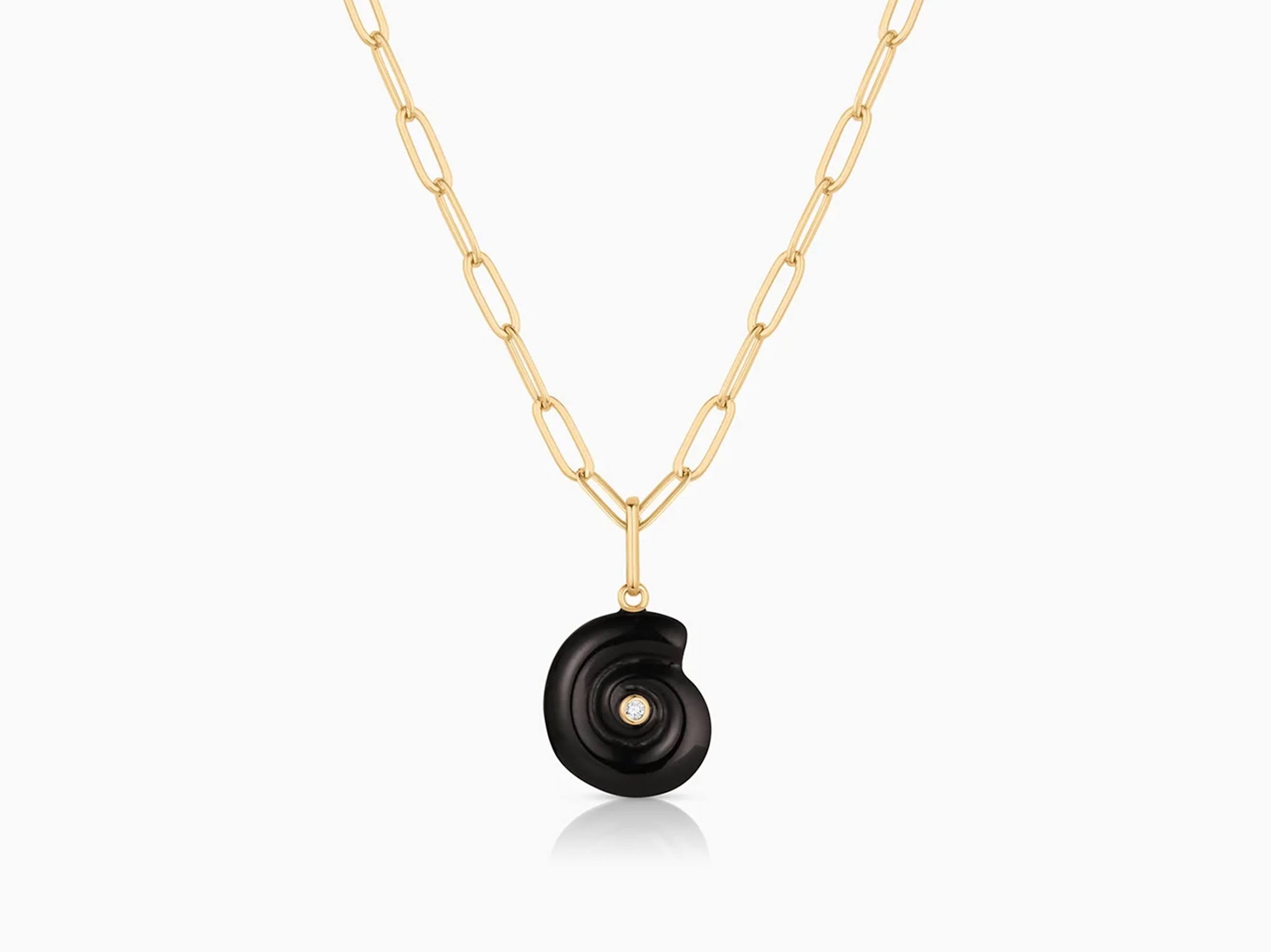 Onyx Nautilus Shell Charm with CZ