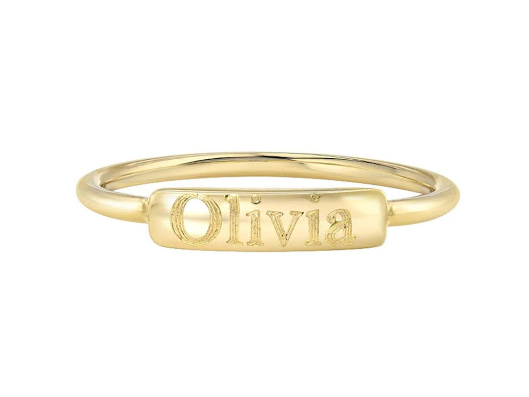 14k Engraved Nameplate Ring