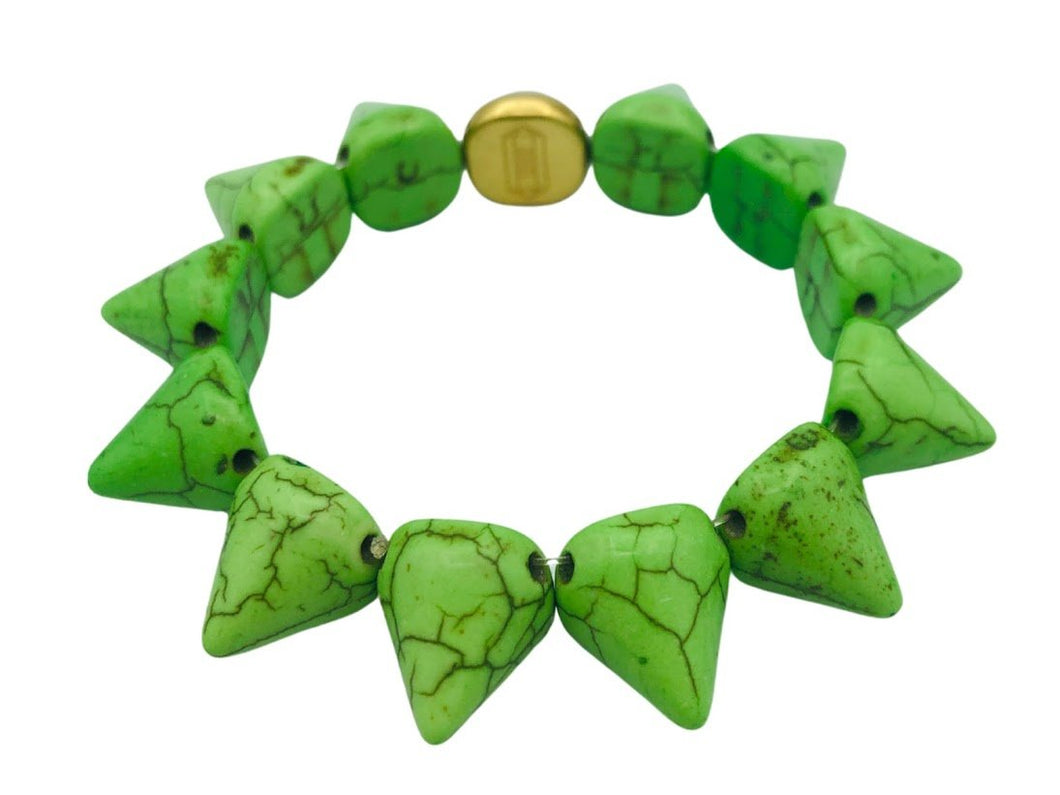 Green Howlite Single Spike Bracelet