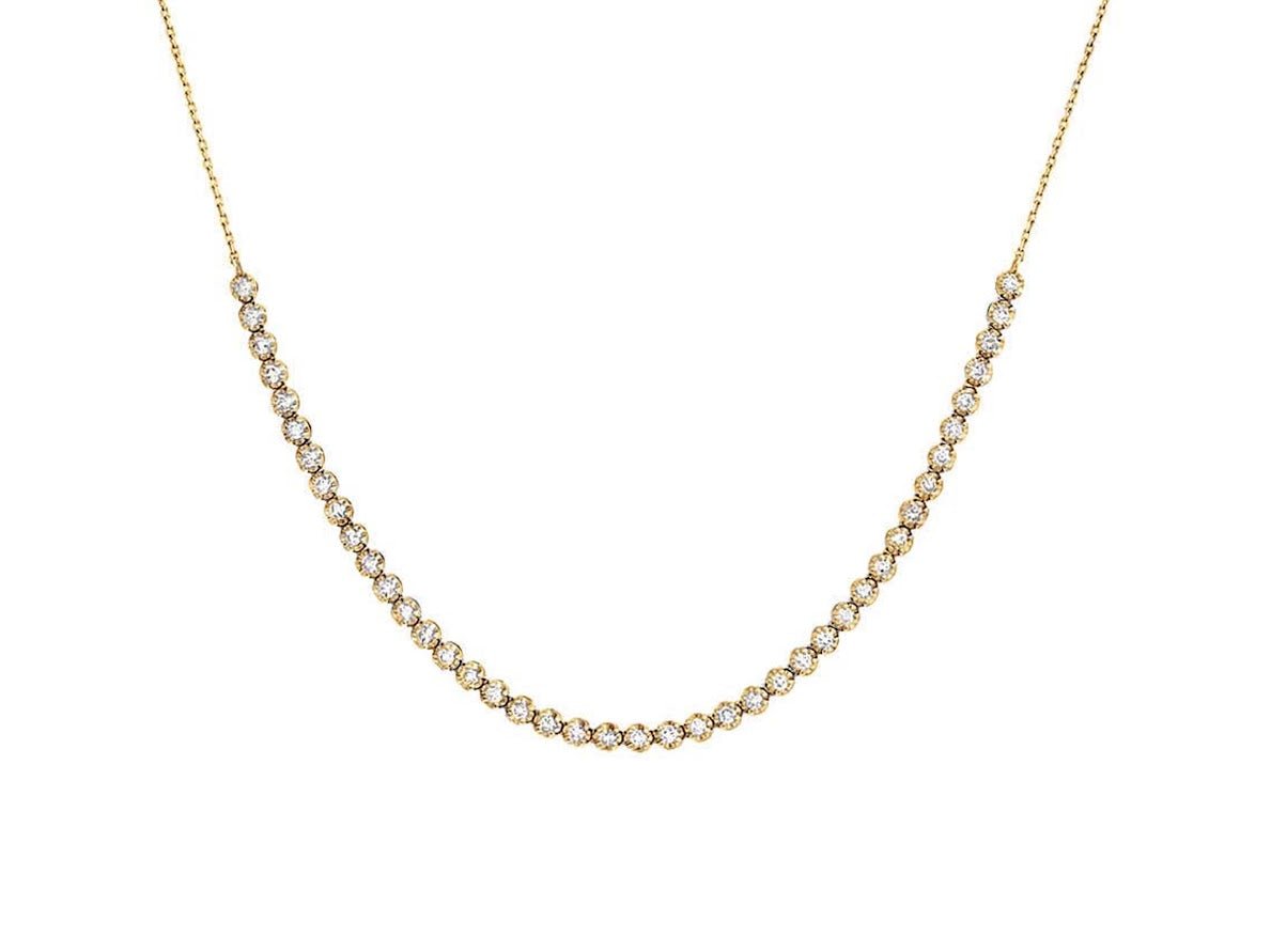 14k Diamond Half Tennis Necklace