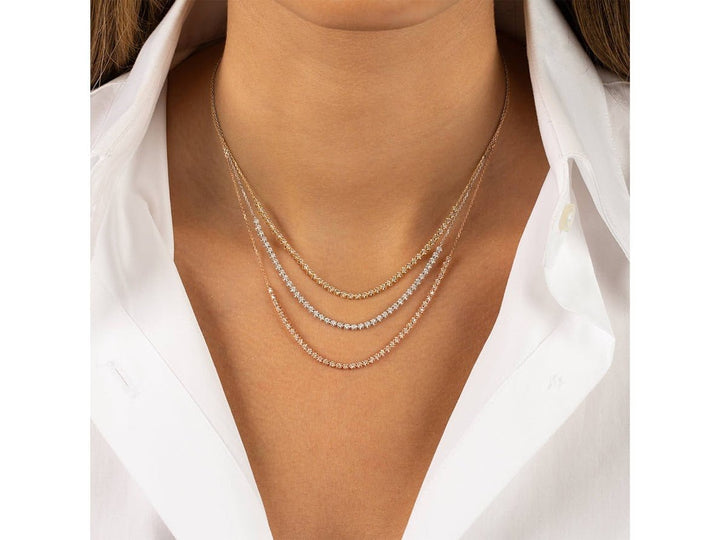 14k Diamond Half Tennis Necklace