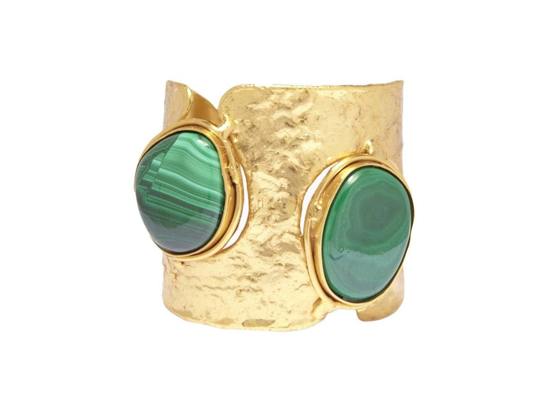 Wide Cuff with Large Malachite Stones